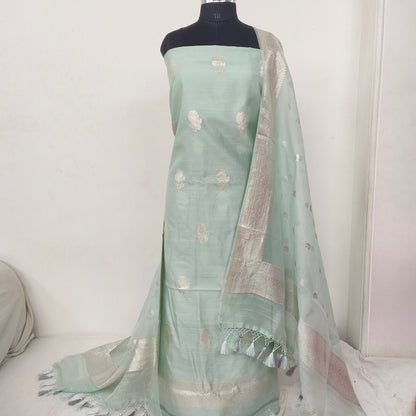 Handloom kadwa suits set kadwa border silver zari