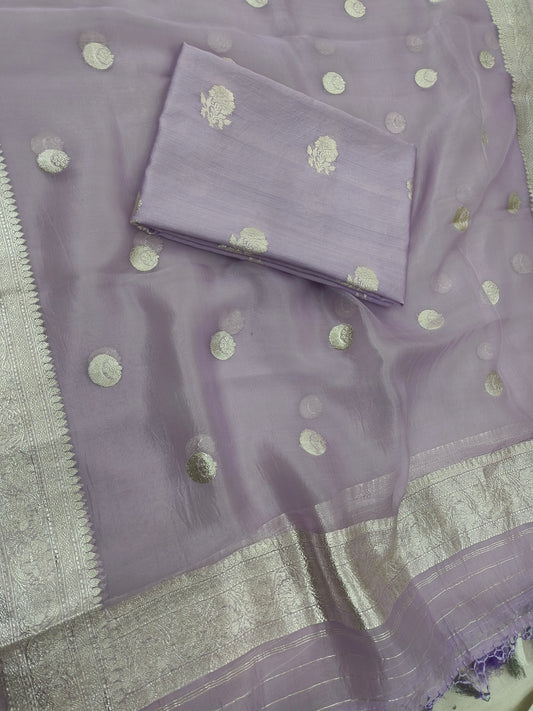 PURE BANARASI Handloom Kadwa Suits Set Kadwa Border Buti Silver zari